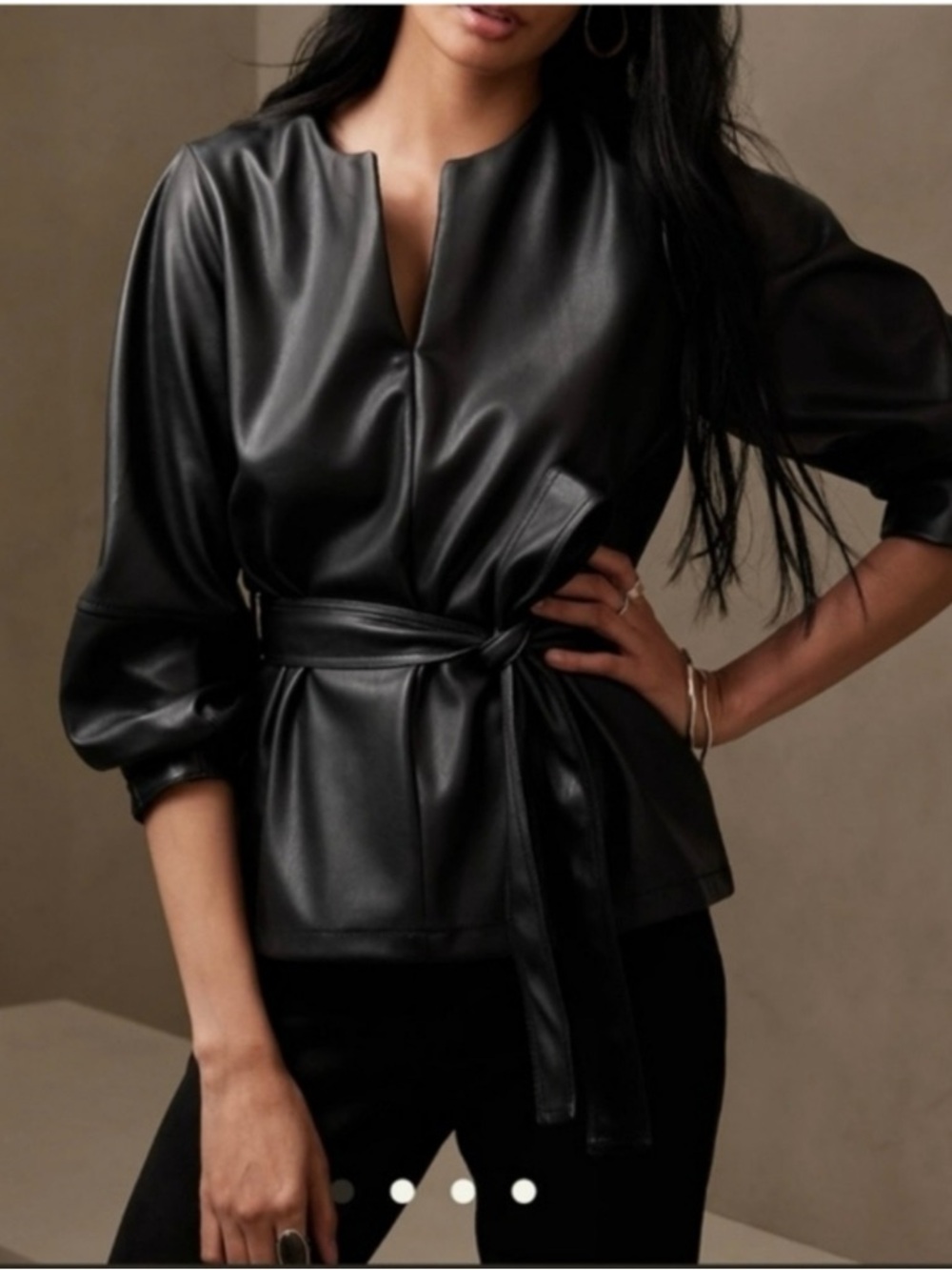 Banana Republic Leather Tie Blouse